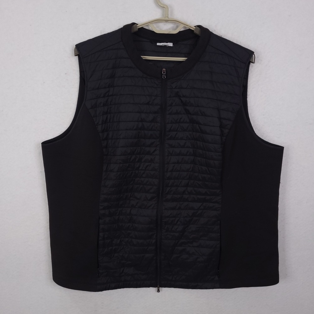 J. Jill Fit Quilted Vest Womens 4X Black Hybrid Activewear Full Zip Puffer Layer